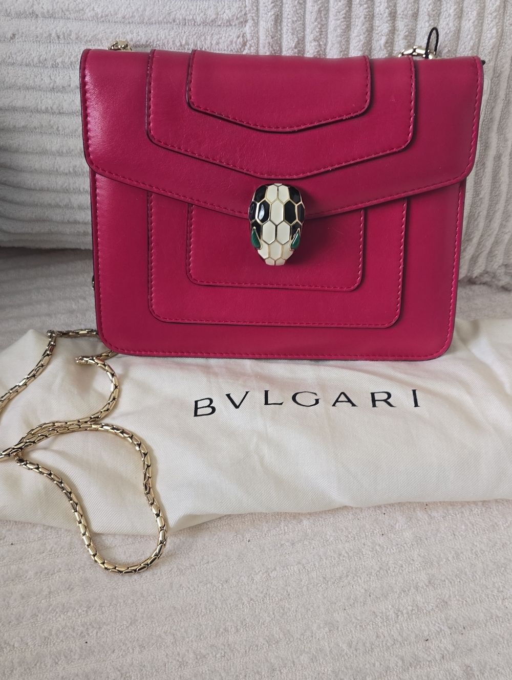 Bvlgari Serpenti Forever Dark Pink Chain Shoulder Bag